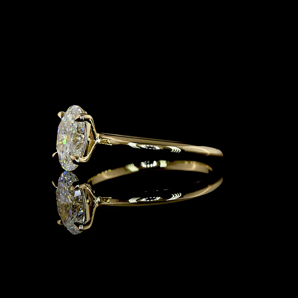 14K Yellow Gold Oval Cut Lab Diamond Solitaire Ring - 1.29 Carat, E-F Color VS1 Clarity, IGI Certified - Covaloro Fine Jewelry - Image 3