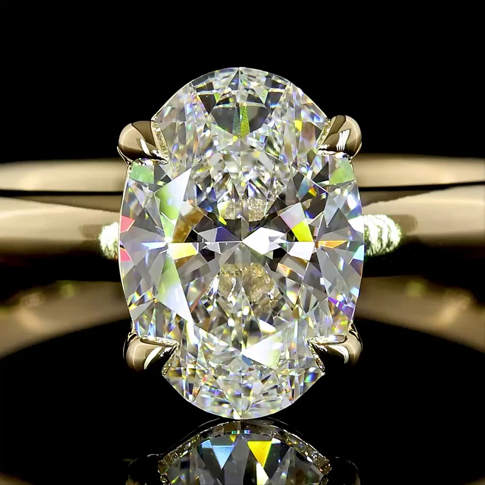 14K Yellow Gold Oval Cut Lab Diamond Solitaire Ring - 1.50 Carat E-F VVS2 IGI Certified - Covaloro Fine Jewelry - Image 2