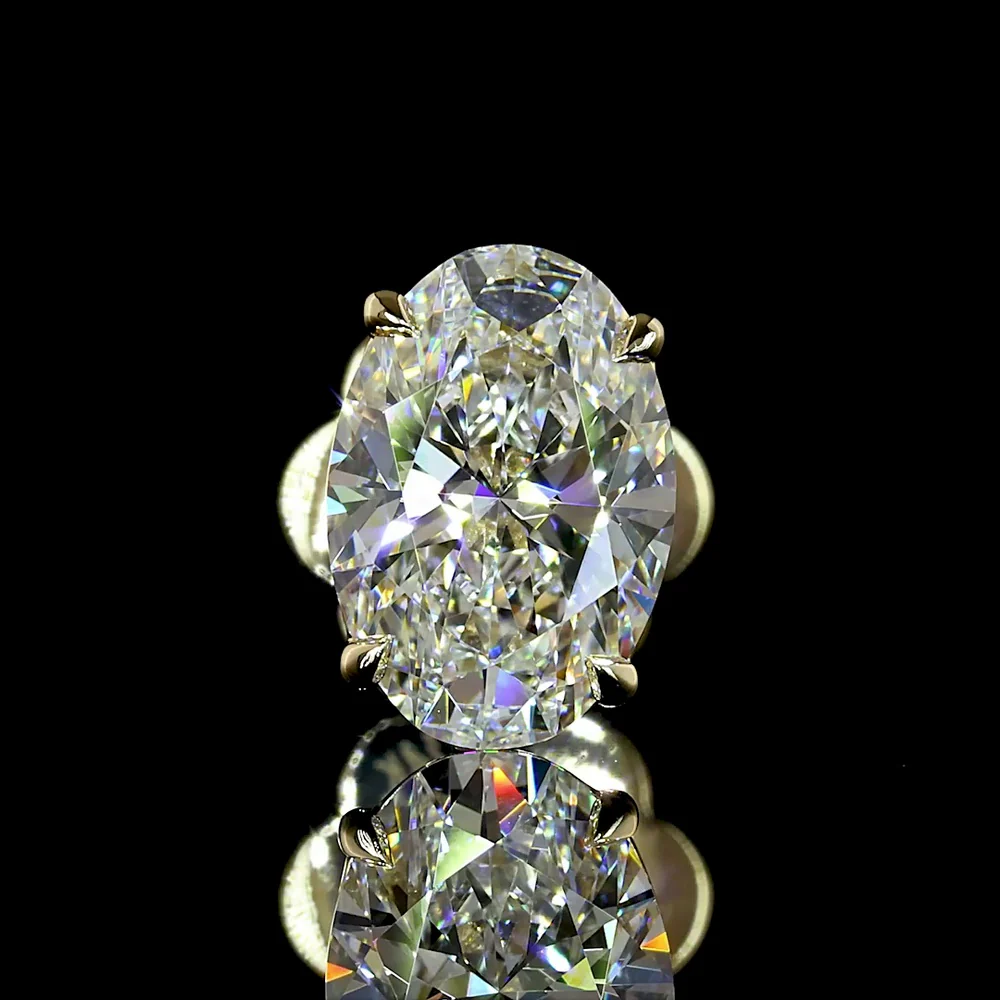 14K Yellow Gold Oval Cut Lab Diamond Stud Earrings - 2.05 Total Carat Weight with E-F Color and VS1 Clarity - Covaloro Fine Jewelry - Image 3