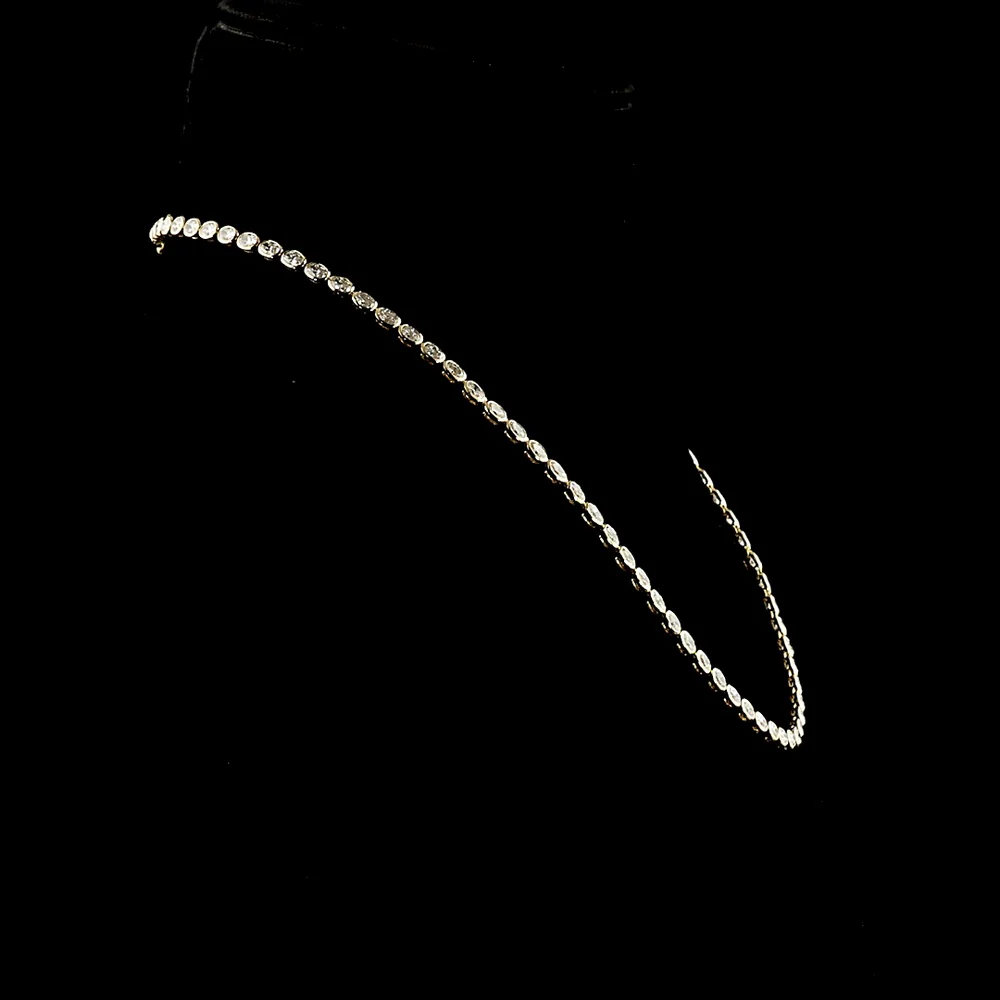 14K Yellow Gold Oval Cut Lab Diamond Tennis Necklace with East-West Bezel Settings - 21.19 Carat Total Weight, 59 Stones - Covaloro Fine Jewelry - Image 2
