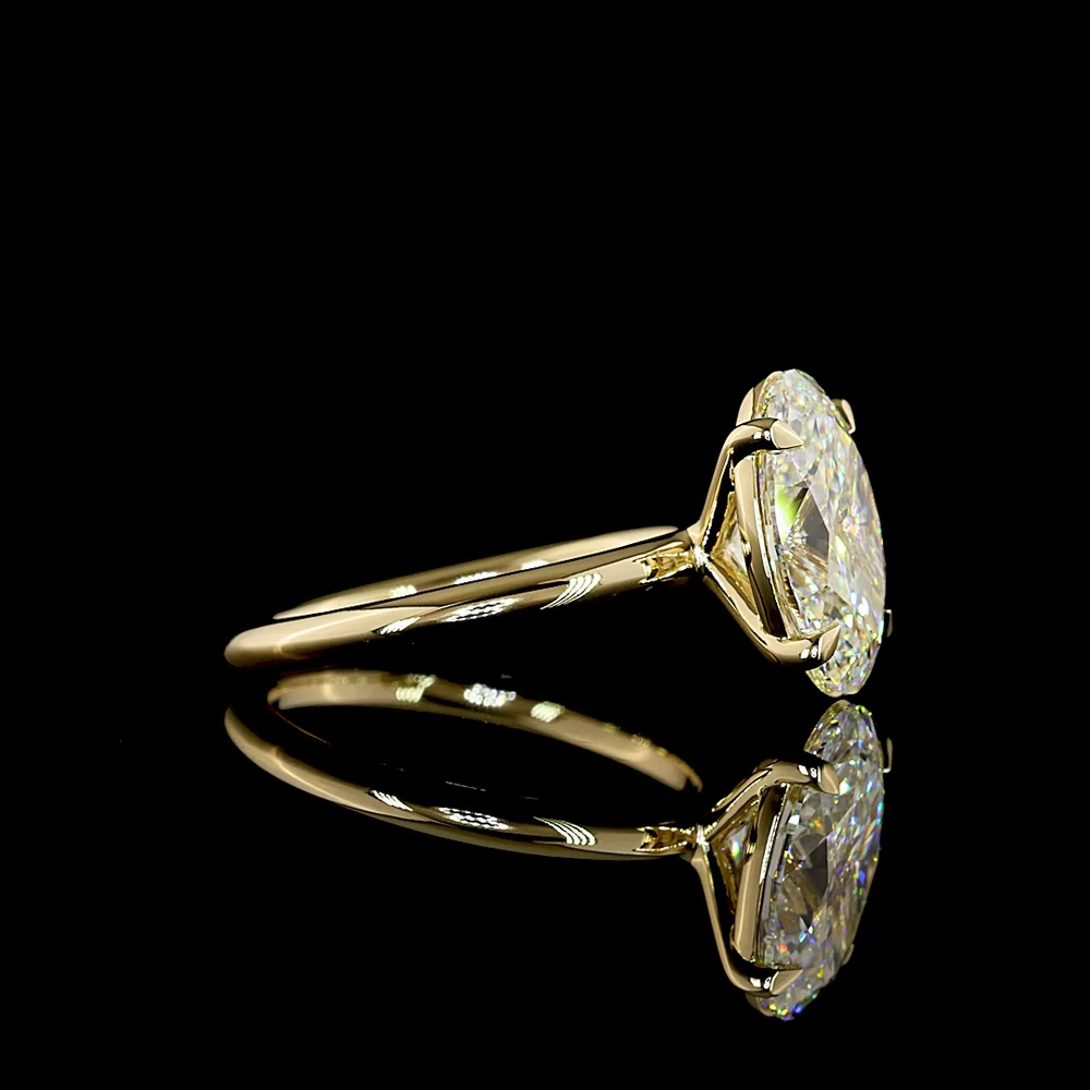 14K Yellow Gold Oval Cut Solitaire Ring with 3.65 Carat Lab Diamond - IGI Certified E-F VVS2 - Covaloro Fine Jewelry - Image 3