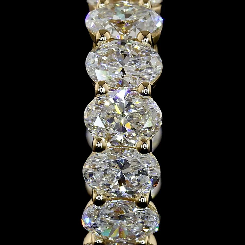 14K Yellow Gold Oval Diamond Huggie Earrings with Prong Set Lab Diamonds - 2.00 Carats Total Diamond Weight - Covaloro Fine Jewelry - Image 3