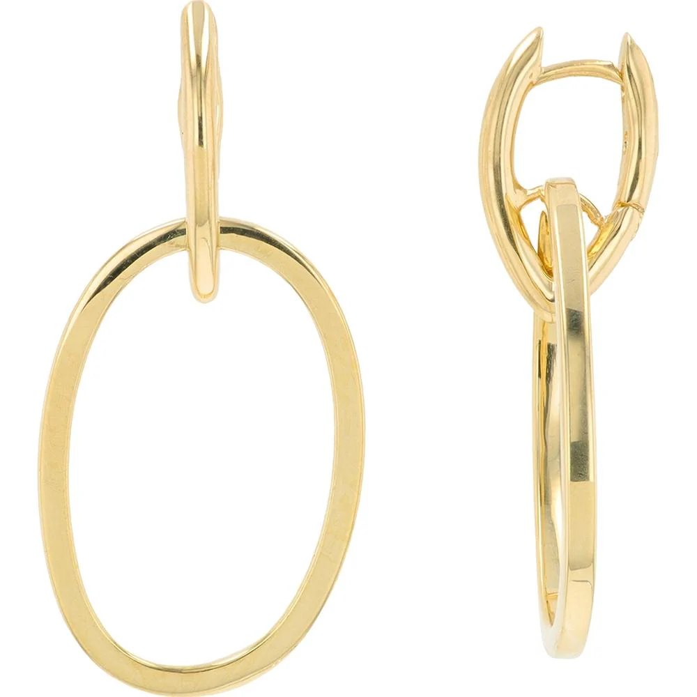 14K Yellow Gold Oval Drop Earrings - 5.65 grams Total Weight - Image 2