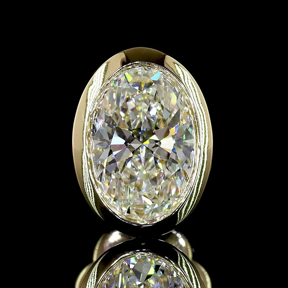 14K Yellow Gold Oval Lab Diamond Bezel Set Stud Earrings - 2.10 Total Carat Weight, E-F Color VVS2 Clarity - Covaloro Fine Jewelry - Image 3