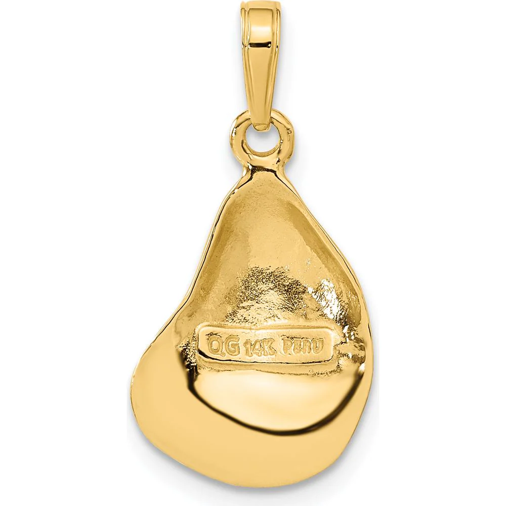 14K Yellow Gold Oyster Shell Pendant with Textured Finish - 24mm Length by Oro Pregiato - Image 3