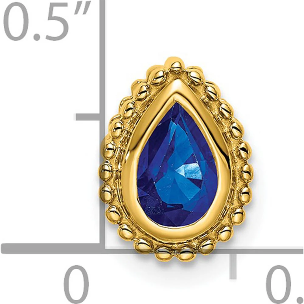 14K Yellow Gold Pear Sapphire Beaded Edge Pendant - 0.5 Carat Sapphire by Lumare Gioia - Image 3