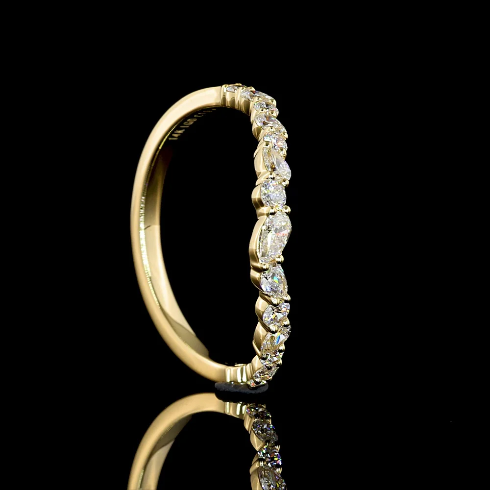 14K Yellow Gold Pear Shape Half Eternity Band with Lab-Grown Diamonds - 0.42 Carat Total Diamond Weight - Covaloro Fine Jewelry - Image 3