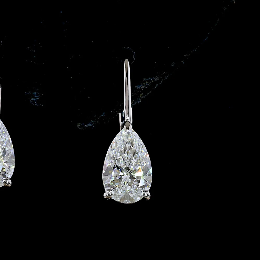 14K Yellow Gold Pear Shape Hanging Drop Earrings with Lab-Grown Diamonds - 4.20 Total Carat Weight (2.06 Carat Center Stones) - Covaloro Fine Jewelry - Image 2