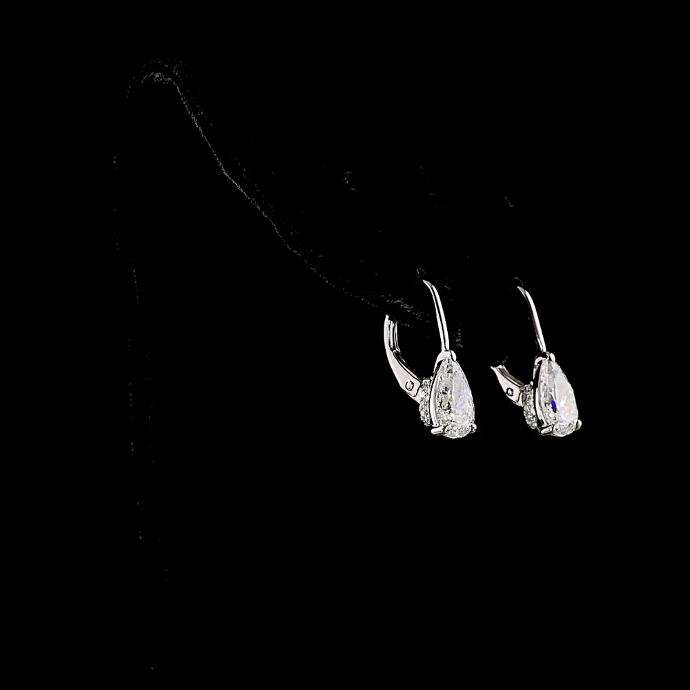 14K Yellow Gold Pear Shape Hanging Drop Earrings with Lab-Grown Diamonds - 4.20 Total Carat Weight (2.06 Carat Center Stones) - Covaloro Fine Jewelry - Image 3