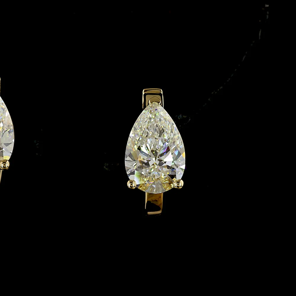 14K Yellow Gold Pear Shape Huggie Earrings with Lab Grown Diamonds - 3.00 Carats Total Weight (E-F Color, VS1 Clarity) - Covaloro Fine Jewelry - Image 2