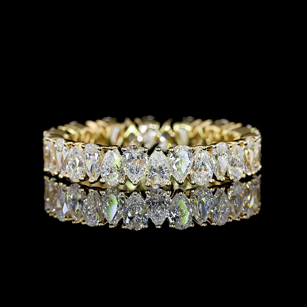14K Yellow Gold Pear Shape Lab Diamond Eternity Band - North-South Prong Set E-F VS1 Diamonds - 2.06 Carat Total Weight - Covaloro Fine Jewelry