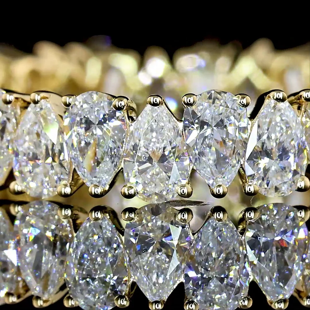14K Yellow Gold Pear Shape Lab Diamond Eternity Band - North-South Prong Set E-F VS1 Diamonds - 2.06 Carat Total Weight - Covaloro Fine Jewelry - Image 2