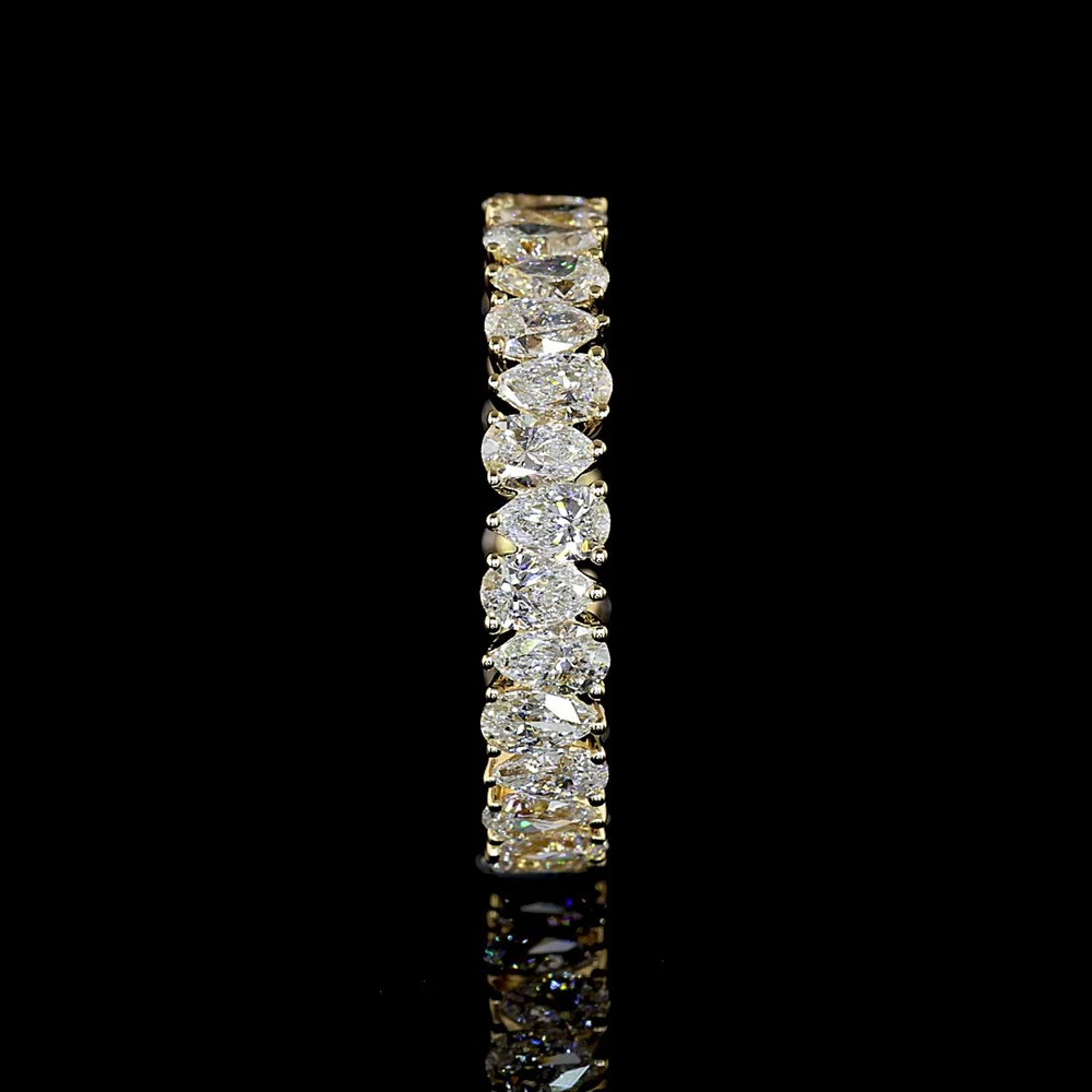14K Yellow Gold Pear Shape Lab Diamond Eternity Band - North-South Prong Set E-F VS1 Diamonds - 2.06 Carat Total Weight - Covaloro Fine Jewelry - Image 3