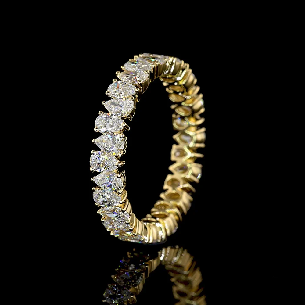 14K Yellow Gold Pear Shape Lab Diamond Eternity Band - North-South Prong Set E-F VS1 Diamonds - 2.06 Carat Total Weight - Covaloro Fine Jewelry - Image 4