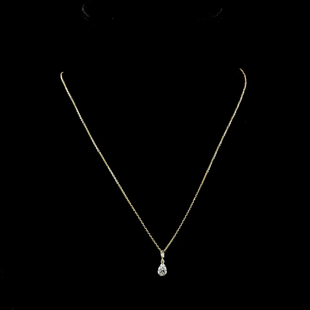 14K Yellow Gold Pear Shape Lab Diamond Solitaire Pendant with Black Rhodium Accents - 0.31 Carat Total Weight - Covaloro Fine Jewelry - Image 4