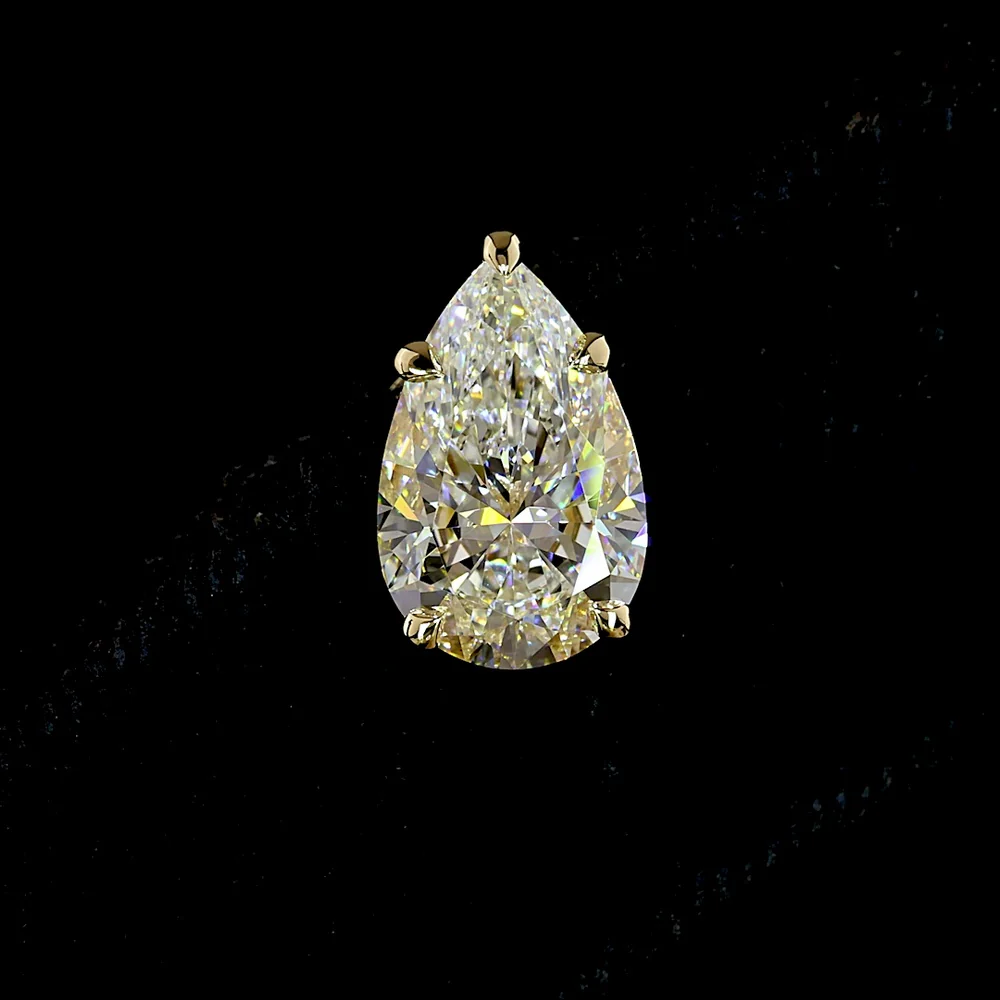 14K Yellow Gold Pear-Shape Lab Diamond Stud Earrings - 3.53 Total Carat Weight, E-F VVS2 IGI Certified - Covaloro Fine Jewelry - Image 2