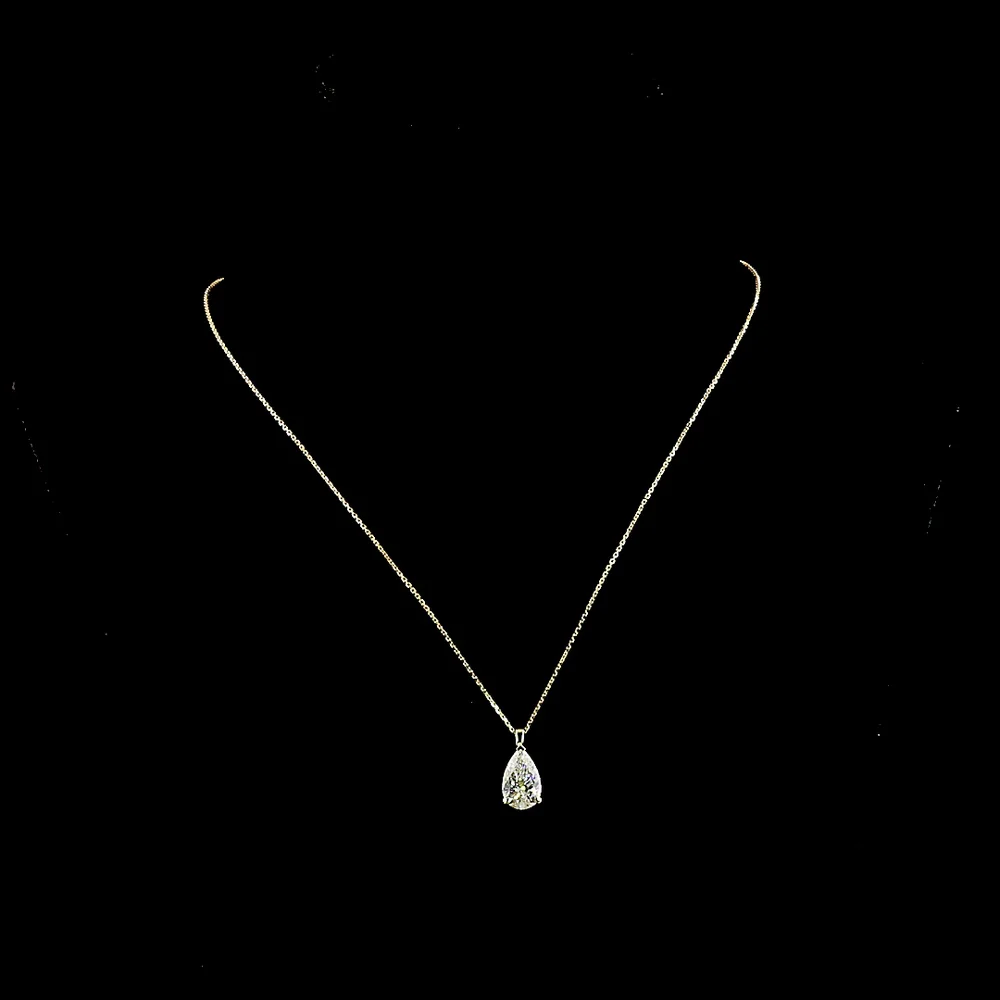 14K Yellow Gold Pear Shape Solitaire Pendant with IGI Certified Lab Grown Diamond - 3.13 Carat Total Weight - Covaloro Fine Jewelry