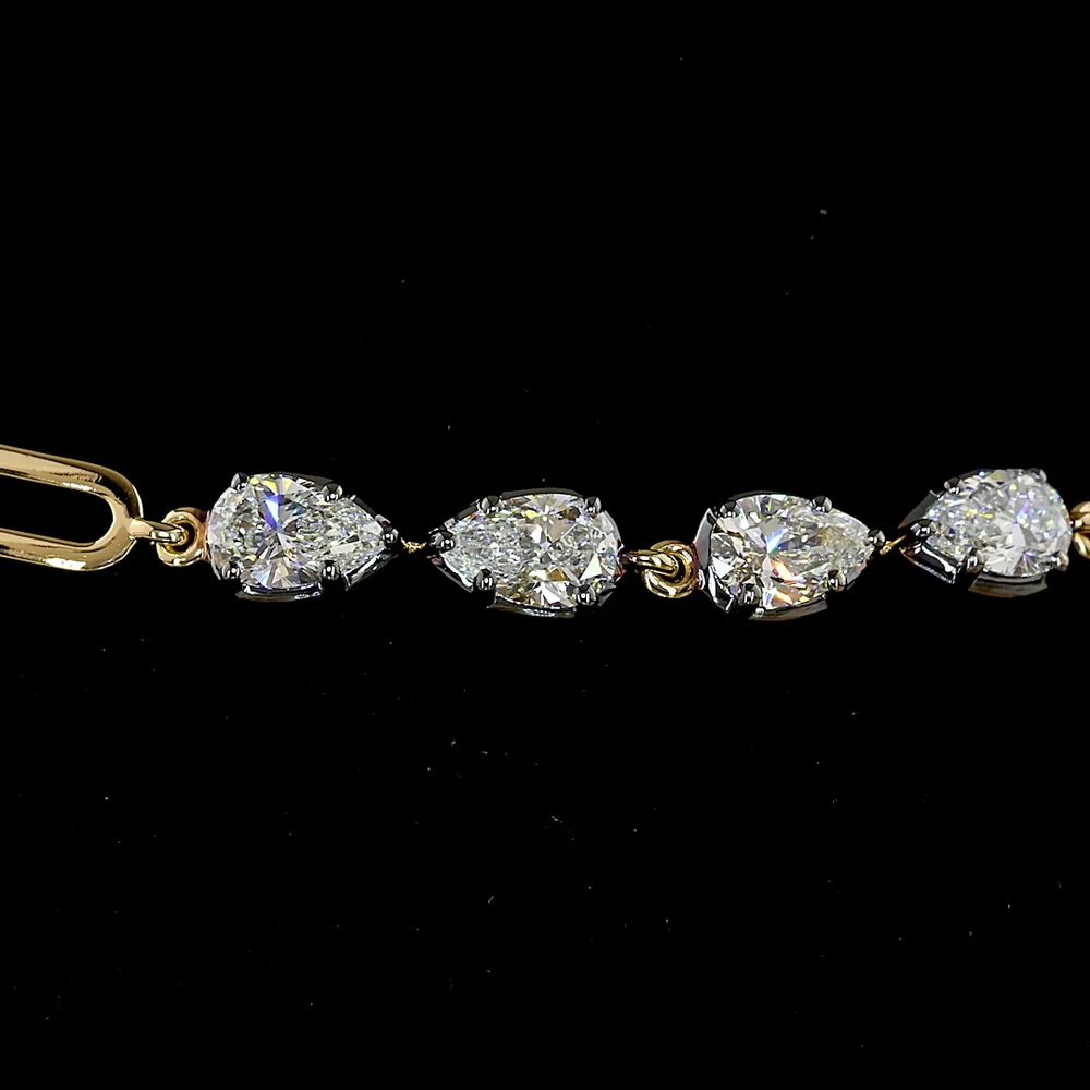 14K Yellow Gold Pear Shape Station Bracelet with East-West Set Lab Diamonds - 3.07 Carats Total Diamond Weight - Covaloro Fine Jewelry - Image 2