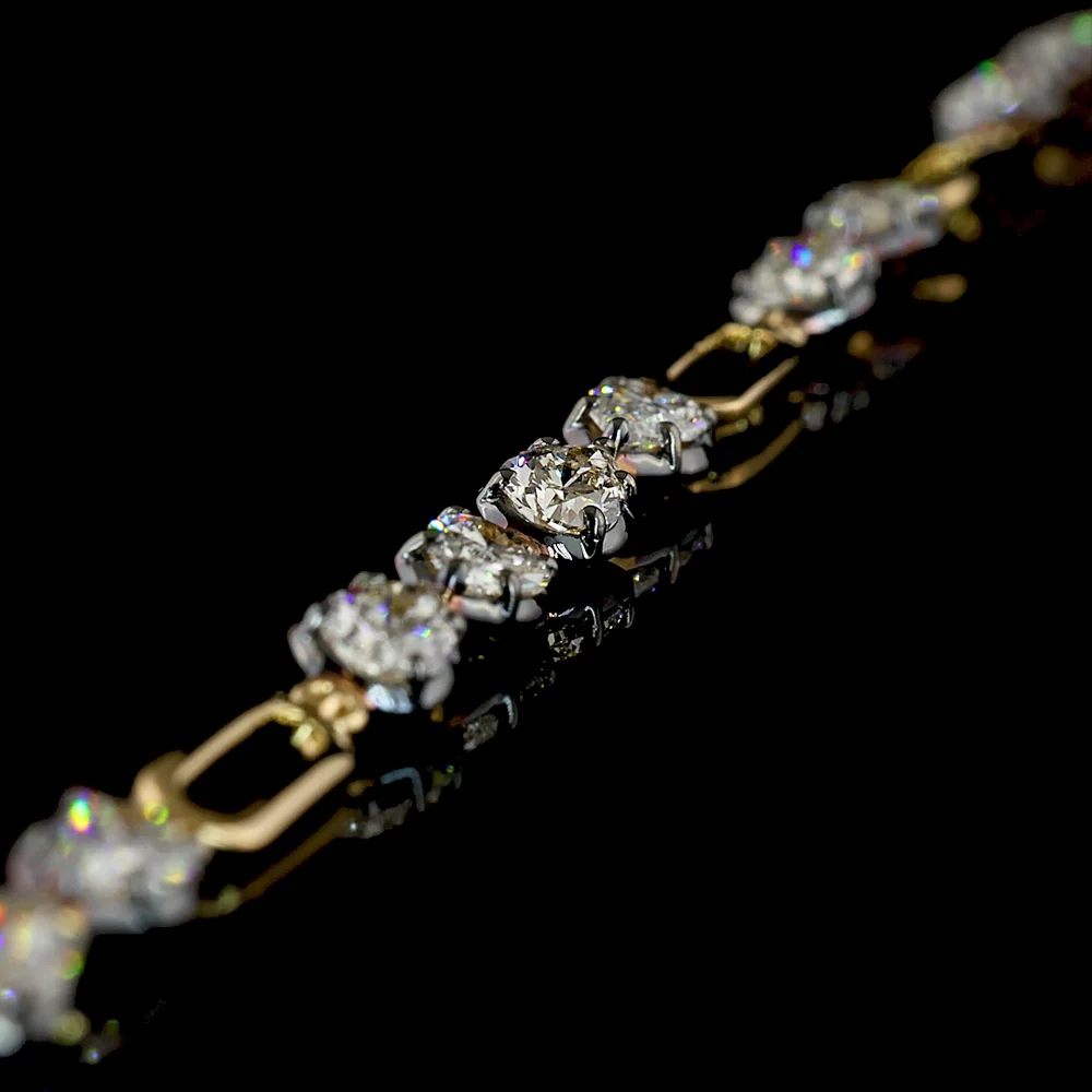 14K Yellow Gold Pear Shape Station Bracelet with East-West Set Lab Diamonds - 3.07 Carats Total Diamond Weight - Covaloro Fine Jewelry - Image 3