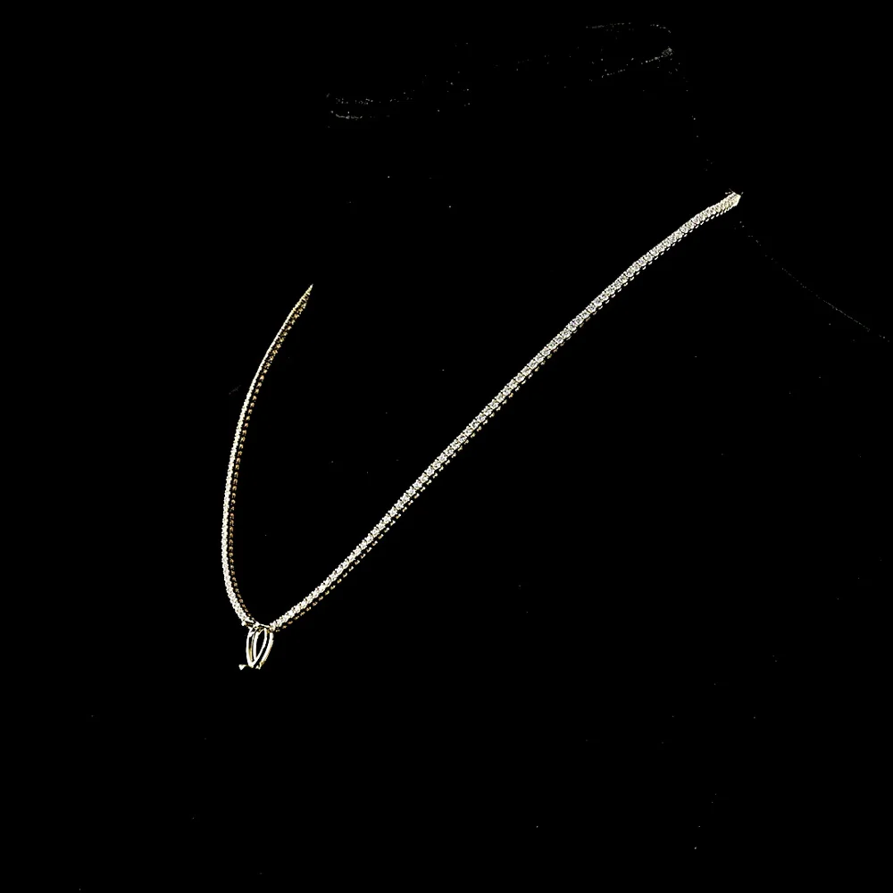 14K Yellow Gold Pear Shape Tennis Necklace with 1.50 Carats D VVS1 Center Lab Diamond and 208 Brilliant Cut Lab Diamonds - 5.87 Total Carat Weight - Covaloro Fine Jewelry - Image 3