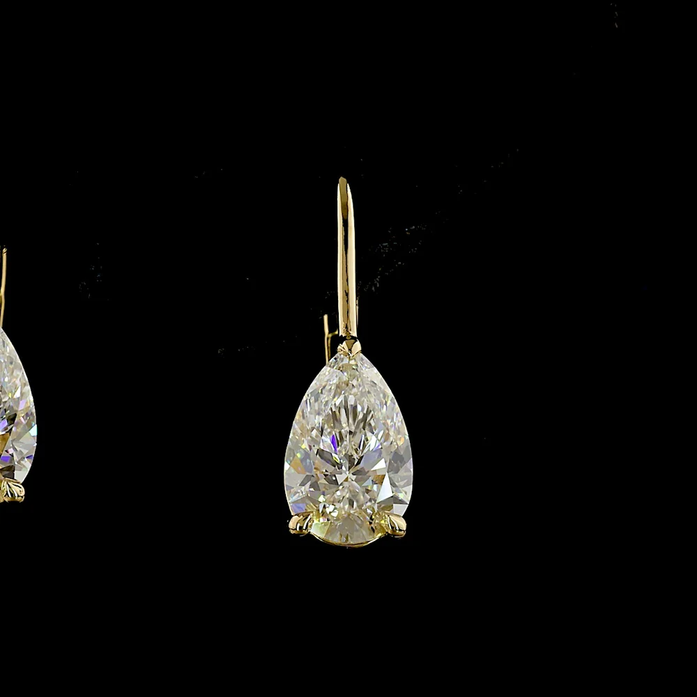 14K Yellow Gold Pear-Shaped Lab Diamond Hanging Earrings - 2.14 Carat Total Weight with E-F Color VS1 Clarity - Covaloro Fine Jewelry - Image 2