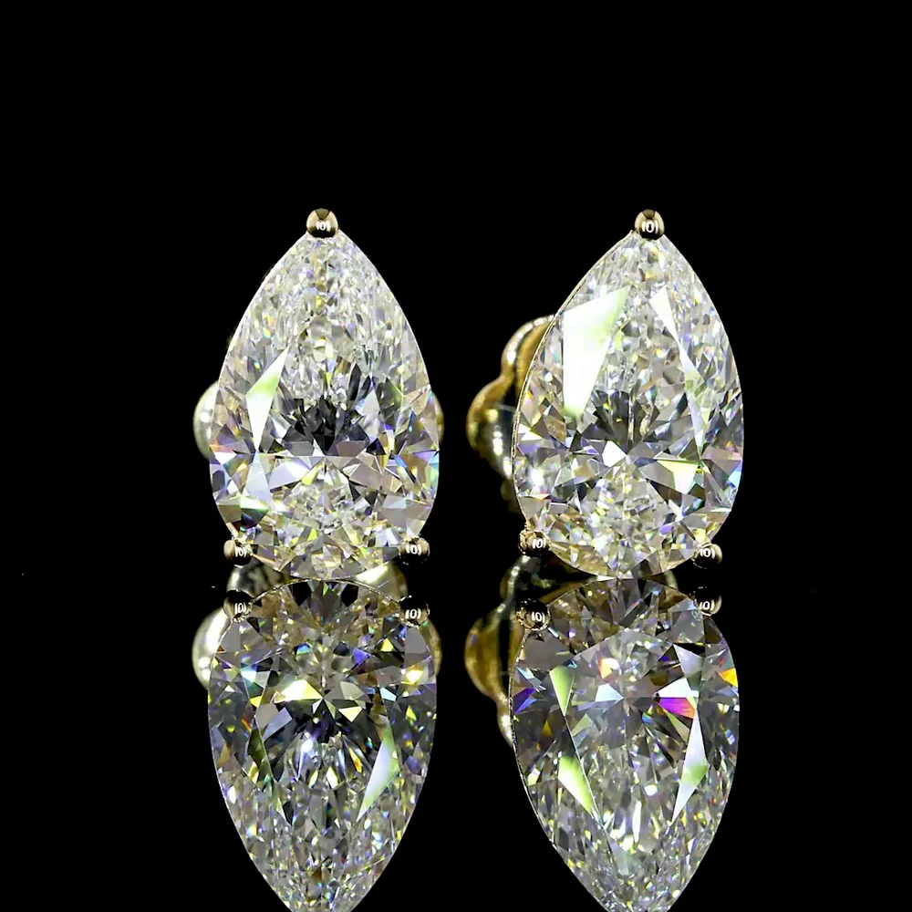 14K Yellow Gold Pear-Shaped Martini Earrings with Lab-Grown E-F VS1 Diamonds - 3.10 Carats Total Diamond Weight - Covaloro Fine Jewelry - Image 2