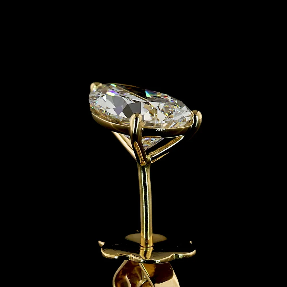 14K Yellow Gold Pear-Shaped Martini Earrings with Lab-Grown E-F VS1 Diamonds - 3.10 Carats Total Diamond Weight - Covaloro Fine Jewelry - Image 4