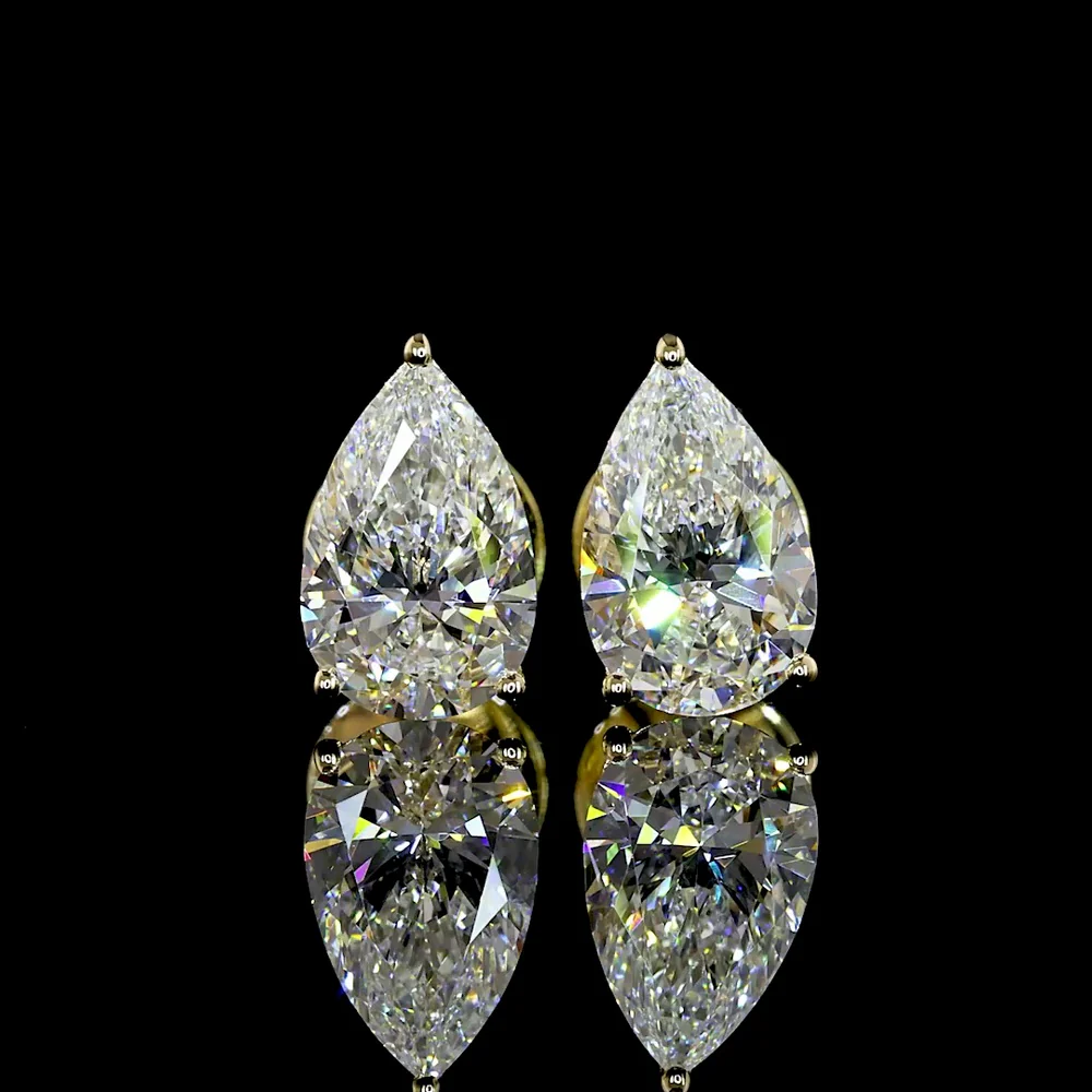 14K Yellow Gold Pear Shaped Martini Set Lab Diamond Stud Earrings - 1.55 Carat Total Weight, E VS1 Quality - Covaloro Fine Jewelry - Image 2
