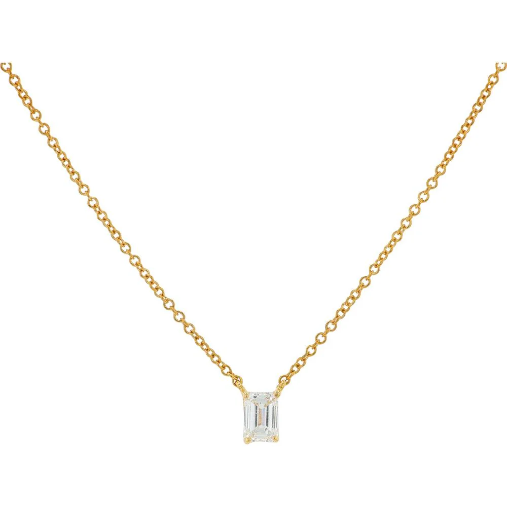 14K Yellow Gold Pendant with 0.33 Carat Lab Grown Emerald Cut Diamond