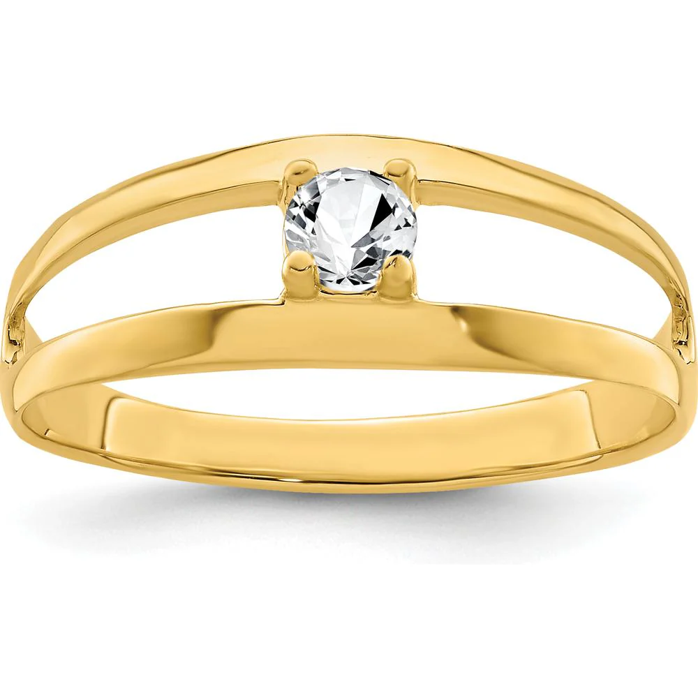14K Yellow Gold Polished 1-Stone Mother's Ring Mounting - Customizable Gemstone Setting - Size 7 by Oro Pregiato