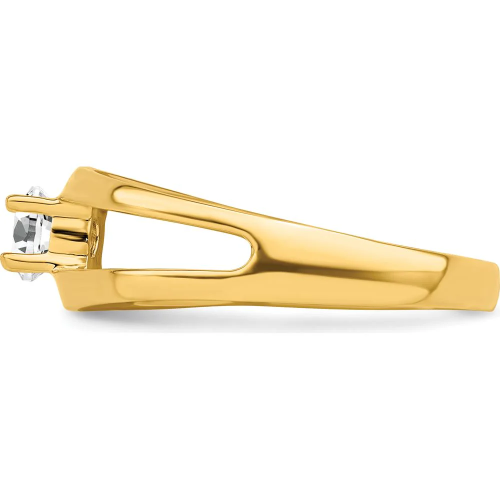 14K Yellow Gold Polished 1-Stone Mother's Ring Mounting - Customizable Gemstone Setting - Size 7 by Oro Pregiato - Image 3