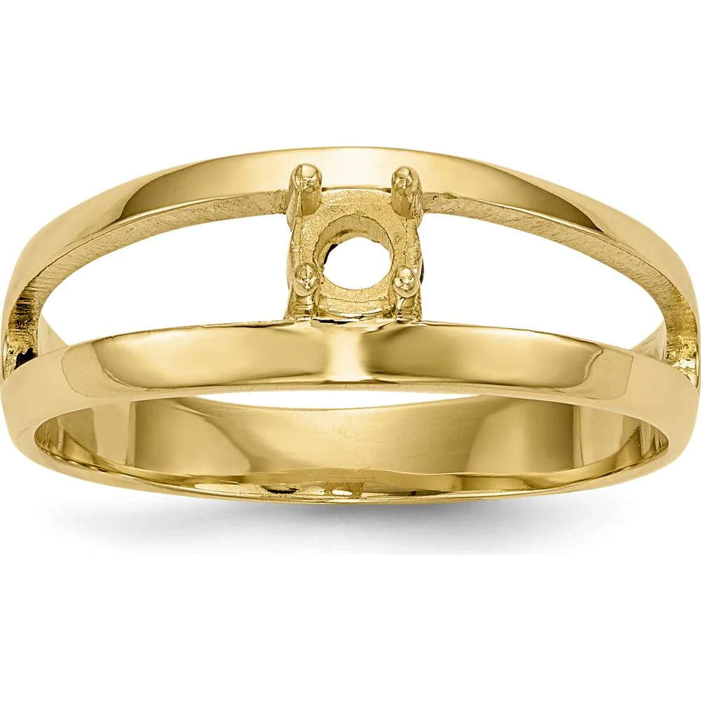 14K Yellow Gold Polished 1-Stone Mother's Ring Mounting - Customizable Gemstone Setting - Size 7 by Oro Pregiato - Image 4