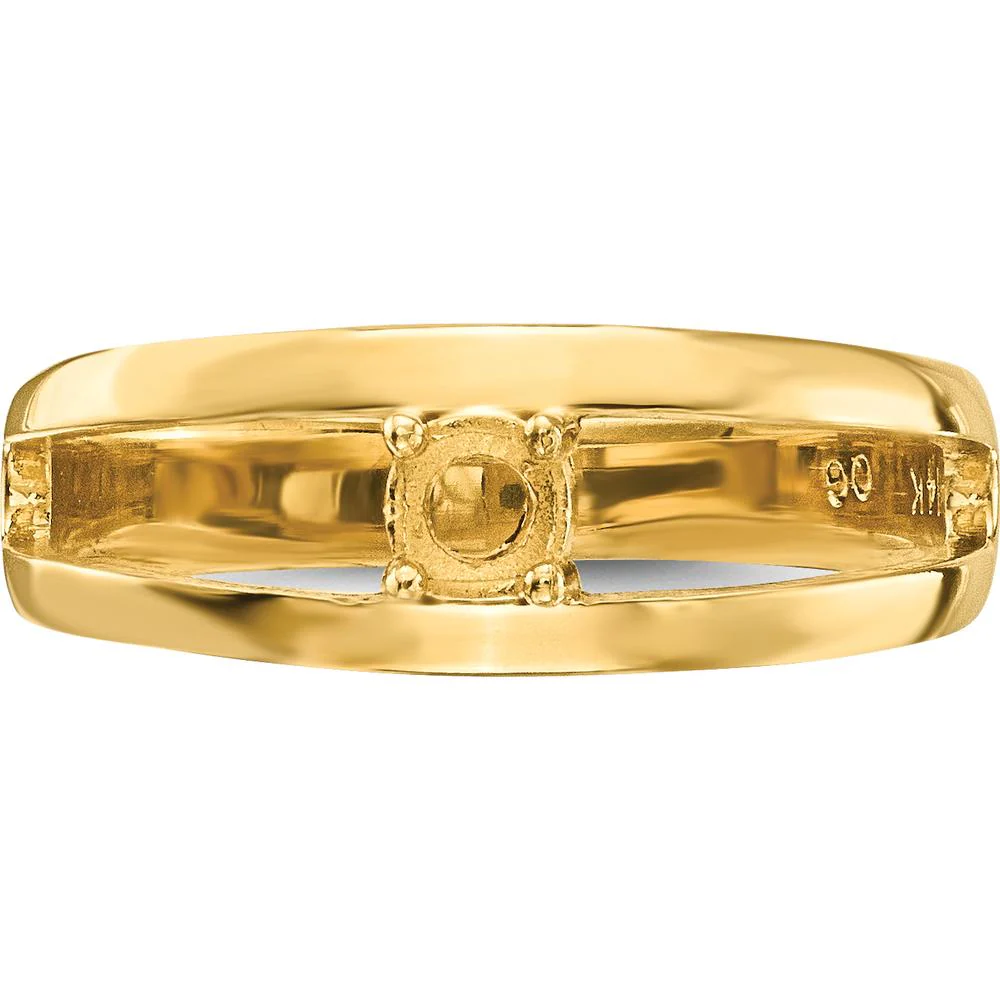 14K Yellow Gold Polished 1-Stone Mother's Ring Mounting - Customizable Gemstone Setting - Size 7 by Oro Pregiato - Image 7