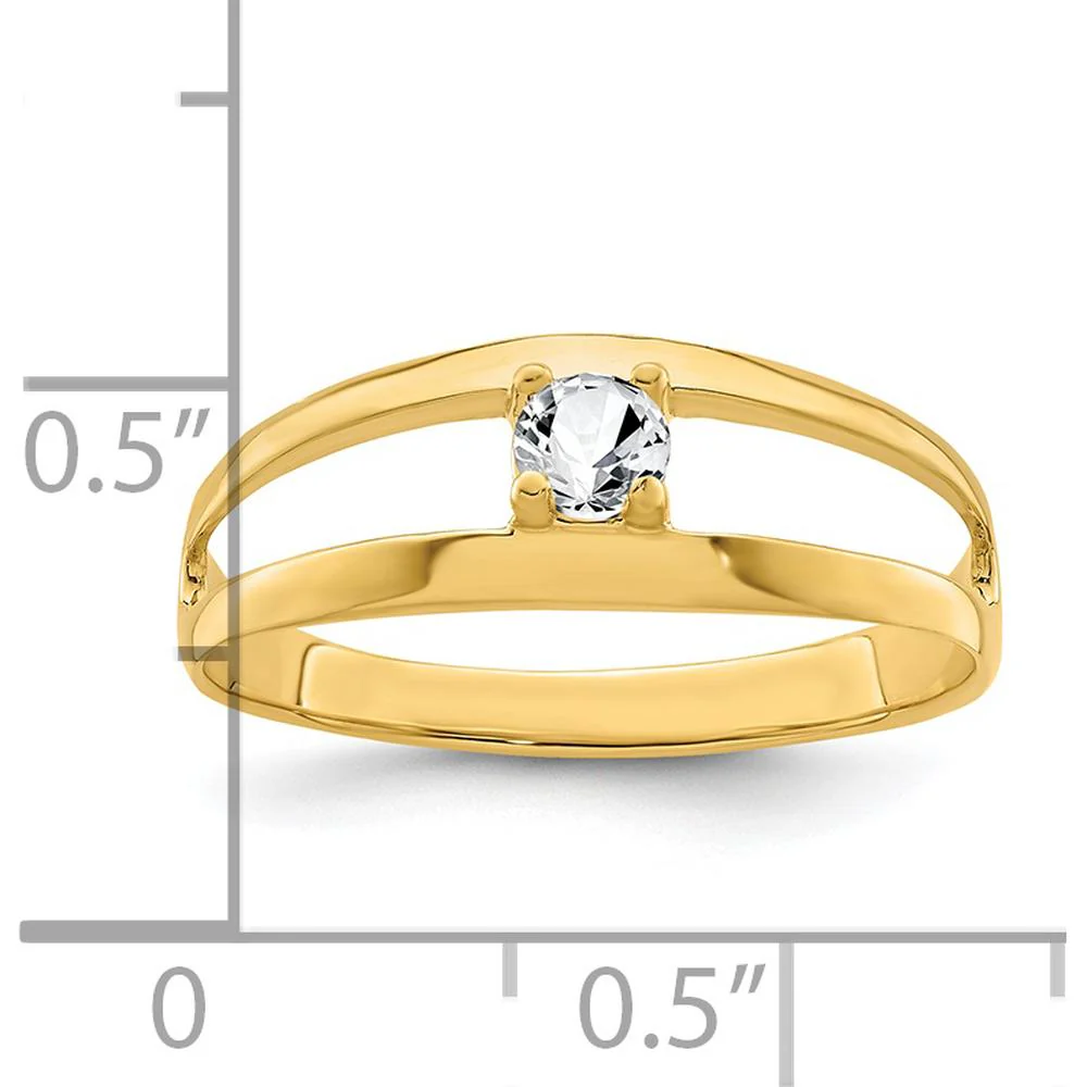14K Yellow Gold Polished 1-Stone Mother's Ring Mounting - Customizable Gemstone Setting - Size 7 by Oro Pregiato - Image 8