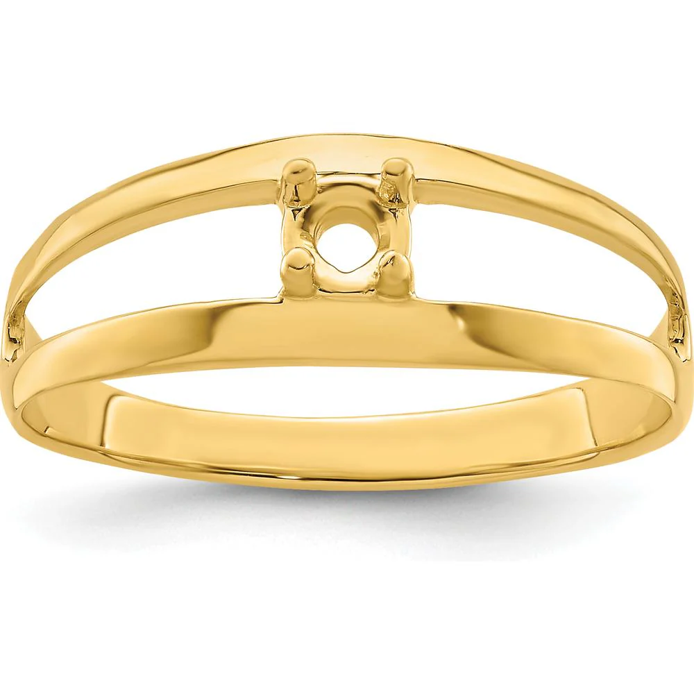 14K Yellow Gold Polished 1-Stone Mother's Ring Mounting - Customizable Gemstone Setting - Size 7 by Oro Pregiato - Image 9