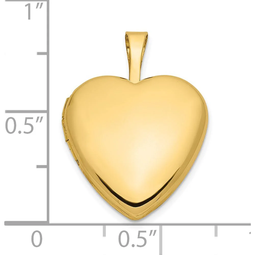 14K Yellow Gold Polished 16mm Heart Locket Pendant - Engravable by Monteluci Fine Jewelry - Image 3