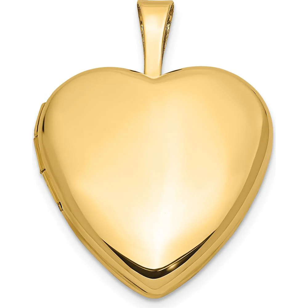 14K Yellow Gold Polished 16mm Heart Locket Pendant - Engravable by Monteluci Fine Jewelry - Image 4