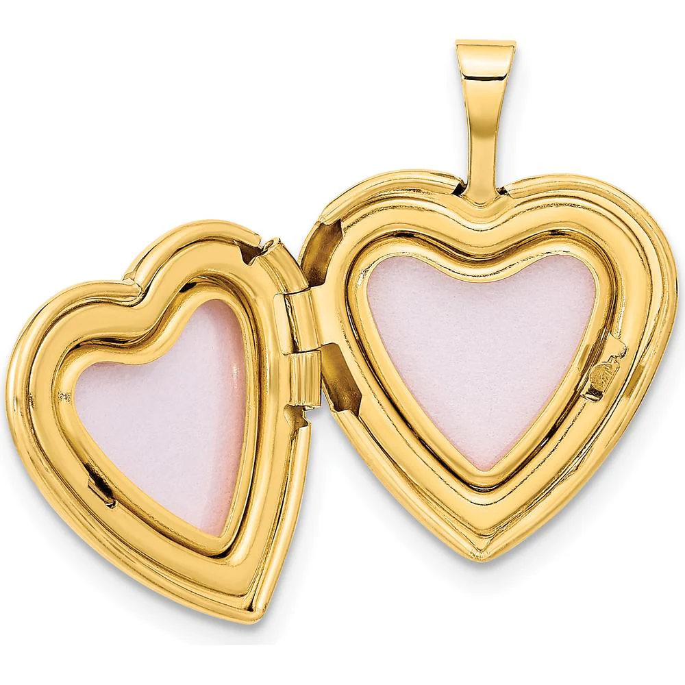 14K Yellow Gold Polished 16mm Heart Locket Pendant - Engravable by Monteluci Fine Jewelry - Image 5
