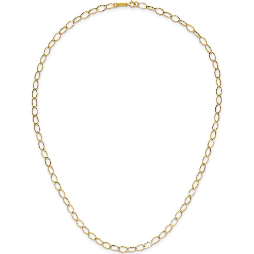 14K Yellow Gold Polished 4mm Fancy Oval Link 18" Necklace by Oro Pregiato - Image 3