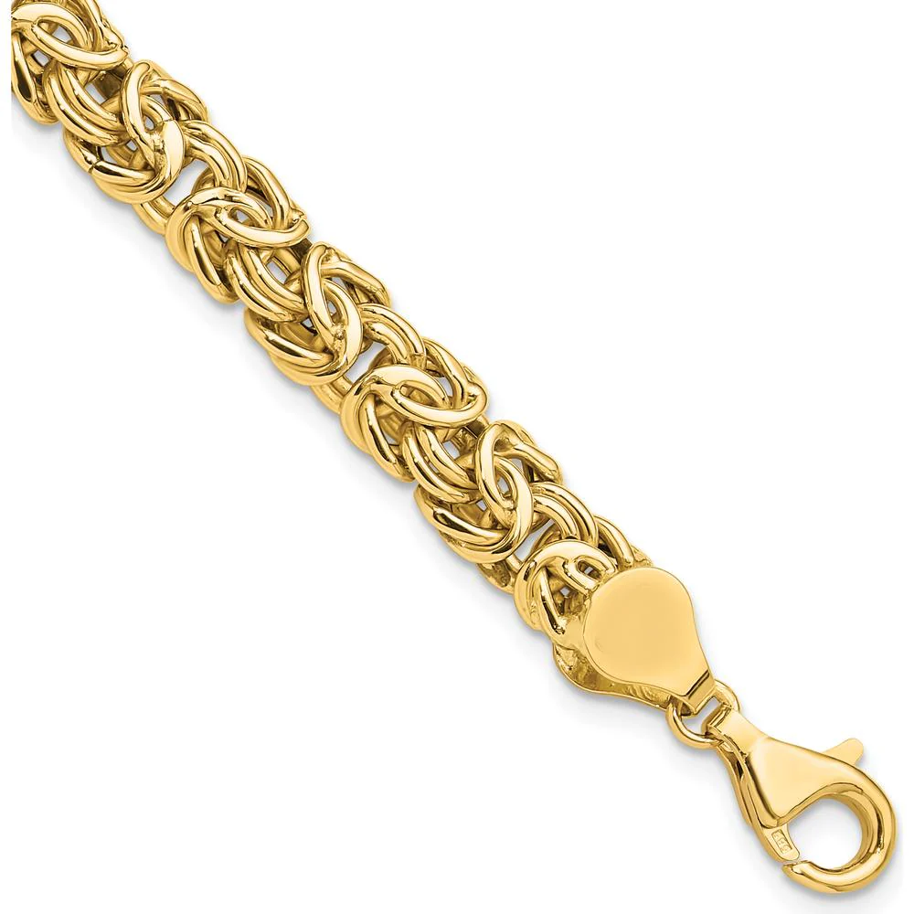 14K Yellow Gold Polished 7.75mm Fancy Byzantine Link 8" Bracelet by Oro Pregiato