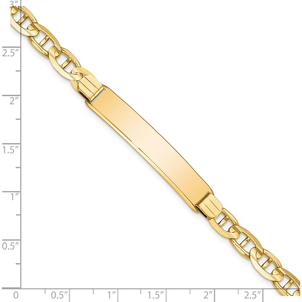 14K Yellow Gold Polished Anchor Link ID Bracelet with Engravable Solid Plate - 8" Length by Oro Pregiato - Image 3