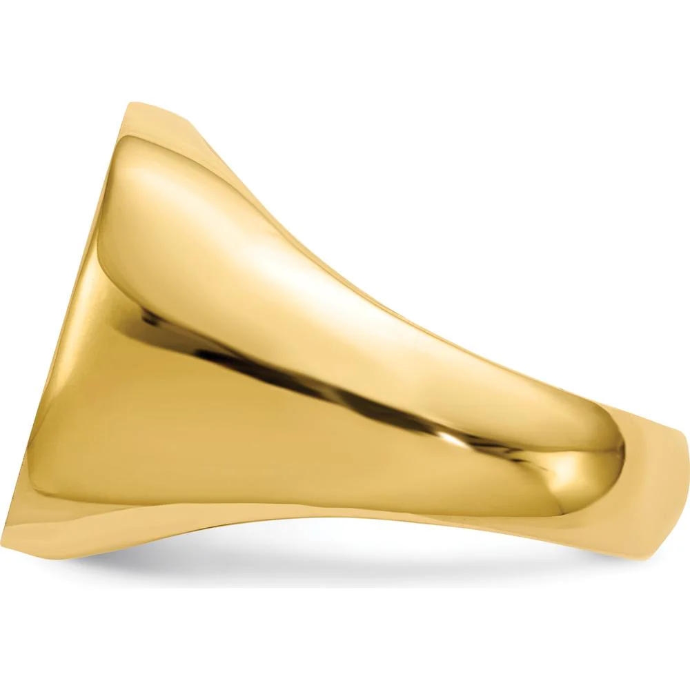 14K Yellow Gold Polished & Brushed Men's Signet Ring with Satin Finish - 17.0mm Top - Size 10 by Oro Pregiato - Image 3