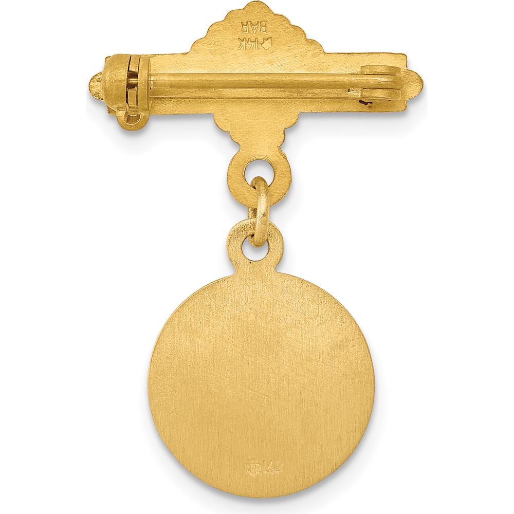 14K Yellow Gold Polished and Satin Saint John the Baptist Medal Pin - 26.5mm x 18mm by Oro Pregiato - Image 4