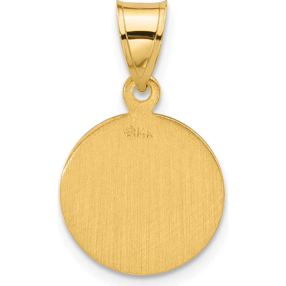 14K Yellow Gold Polished and Satin Solid Face of Jesus Round Pendant - 21.5mm Length by Oro Pregiato - Image 3
