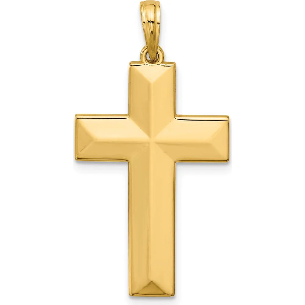 14K Yellow Gold Polished Cross Pendant - 34.5mm Length, 17.7mm Width by Oro Pregiato