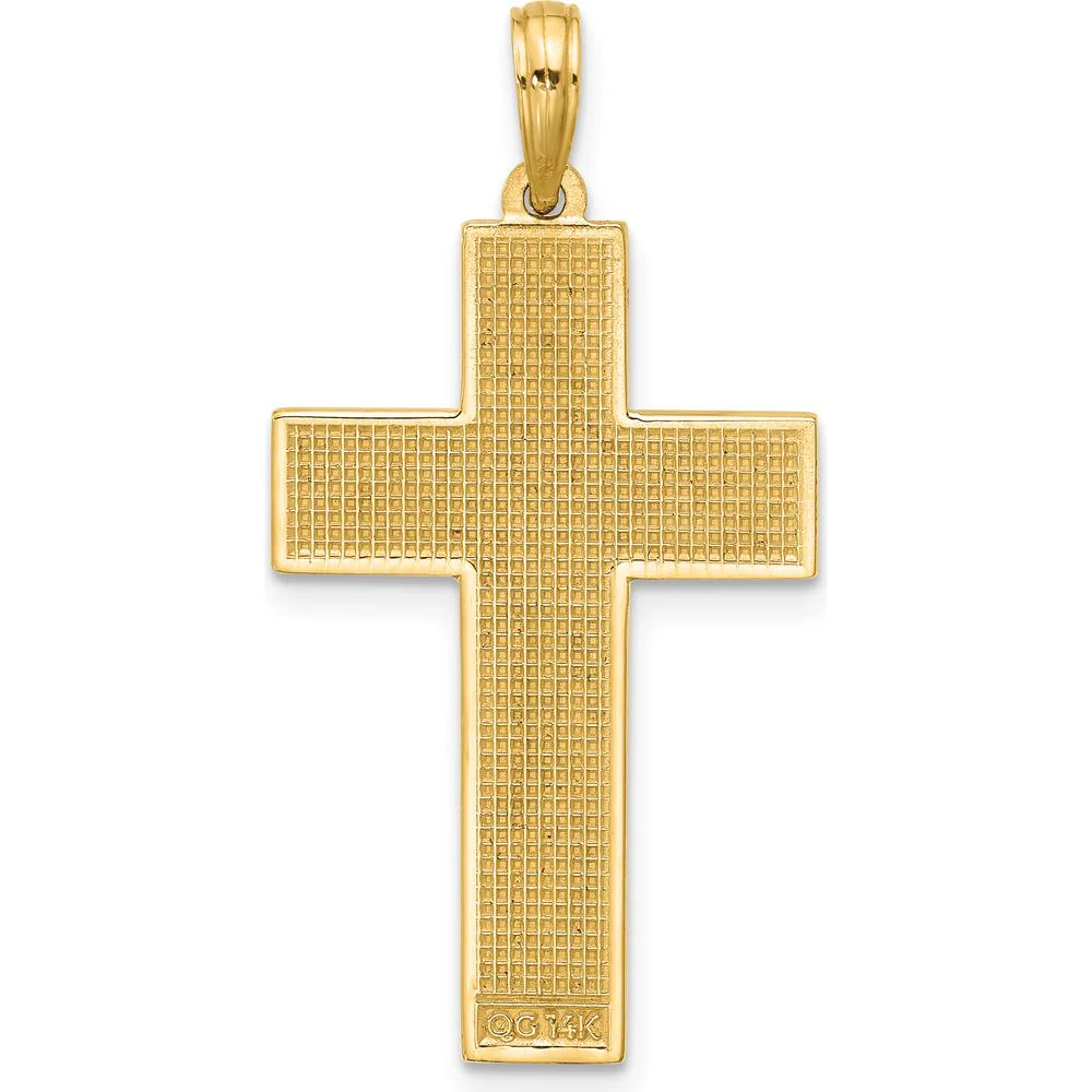 14K Yellow Gold Polished Cross Pendant - 34.5mm Length, 17.7mm Width by Oro Pregiato - Image 3
