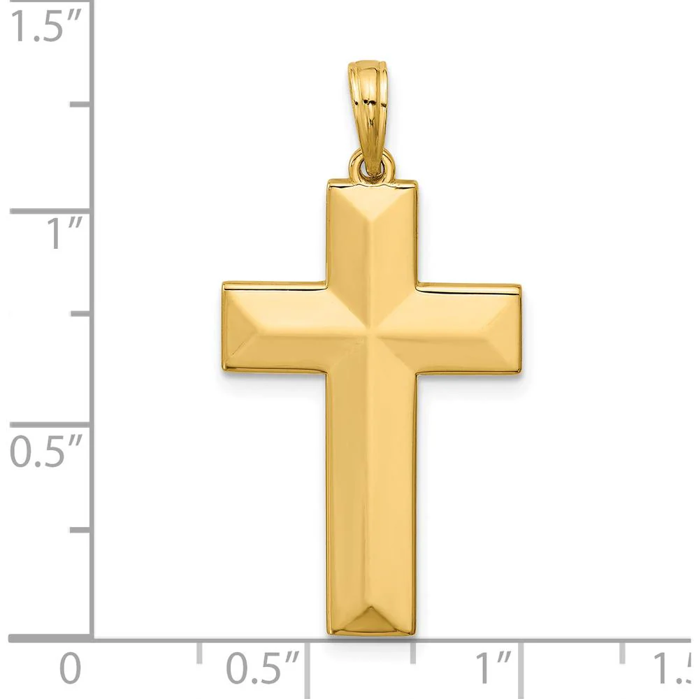 14K Yellow Gold Polished Cross Pendant - 34.5mm Length, 17.7mm Width by Oro Pregiato - Image 4