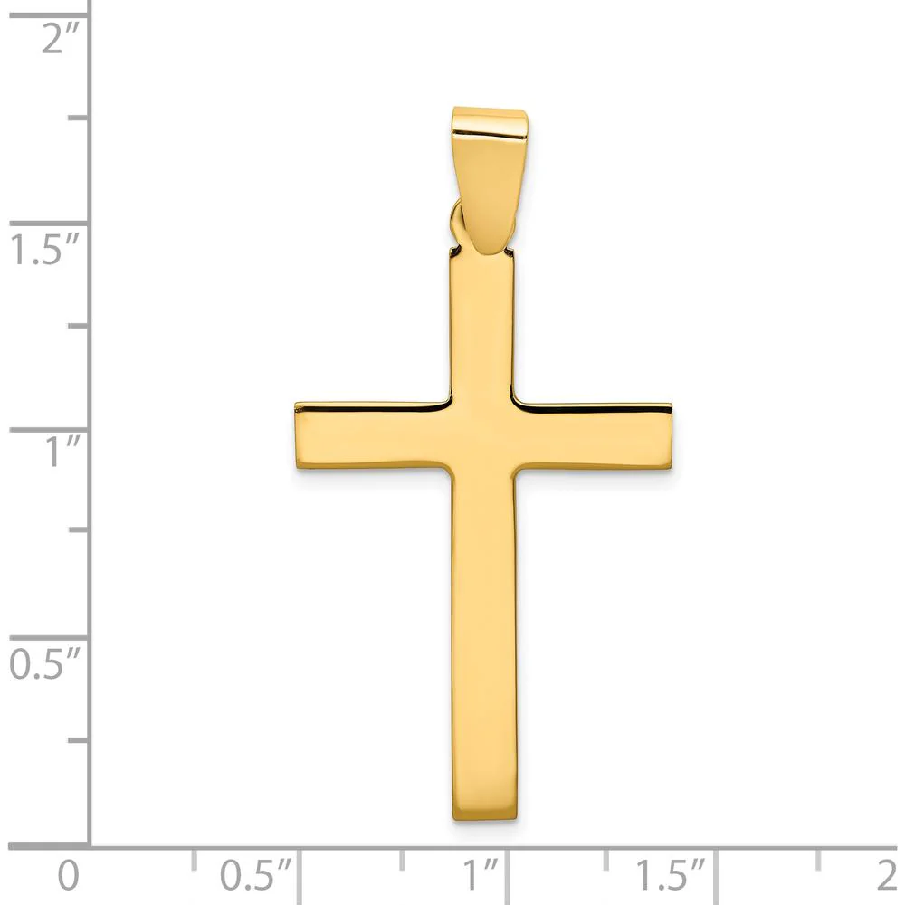 14K Yellow Gold Polished Cross Pendant - 43.75mm Length, 23mm Width by Oro Pregiato - Image 3