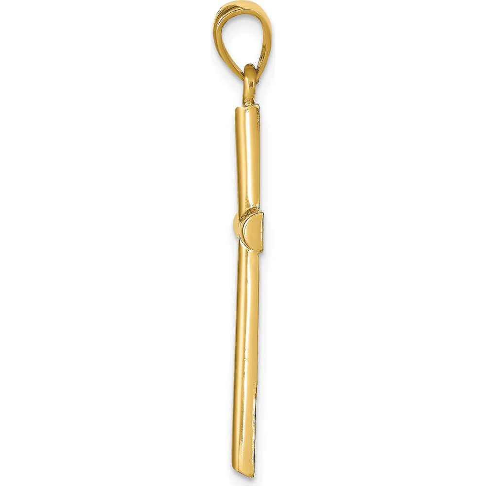 14K Yellow Gold Polished Cross Pendant with Concave Profile - 35mm Length, 18mm Width by Oro Pregiato - Image 2