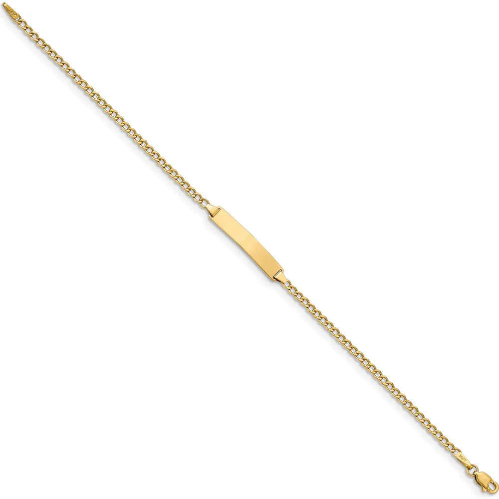 14K Yellow Gold Polished Cuban Link ID Bracelet with Engravable Plate - 7 inches by Oro Pregiato - Image 2